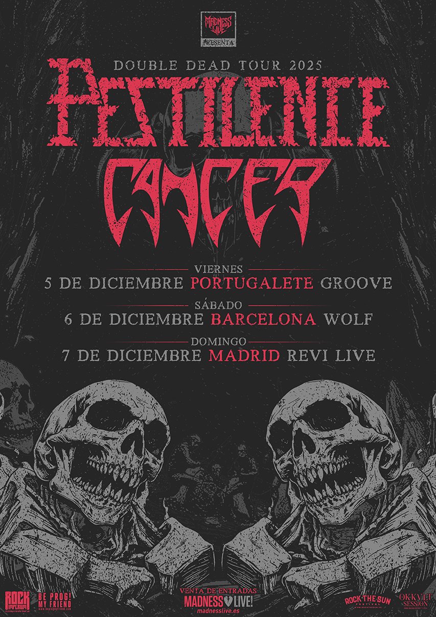 Pestilence y Cancer anuncian gira conjunta en España para diciembre de 2025