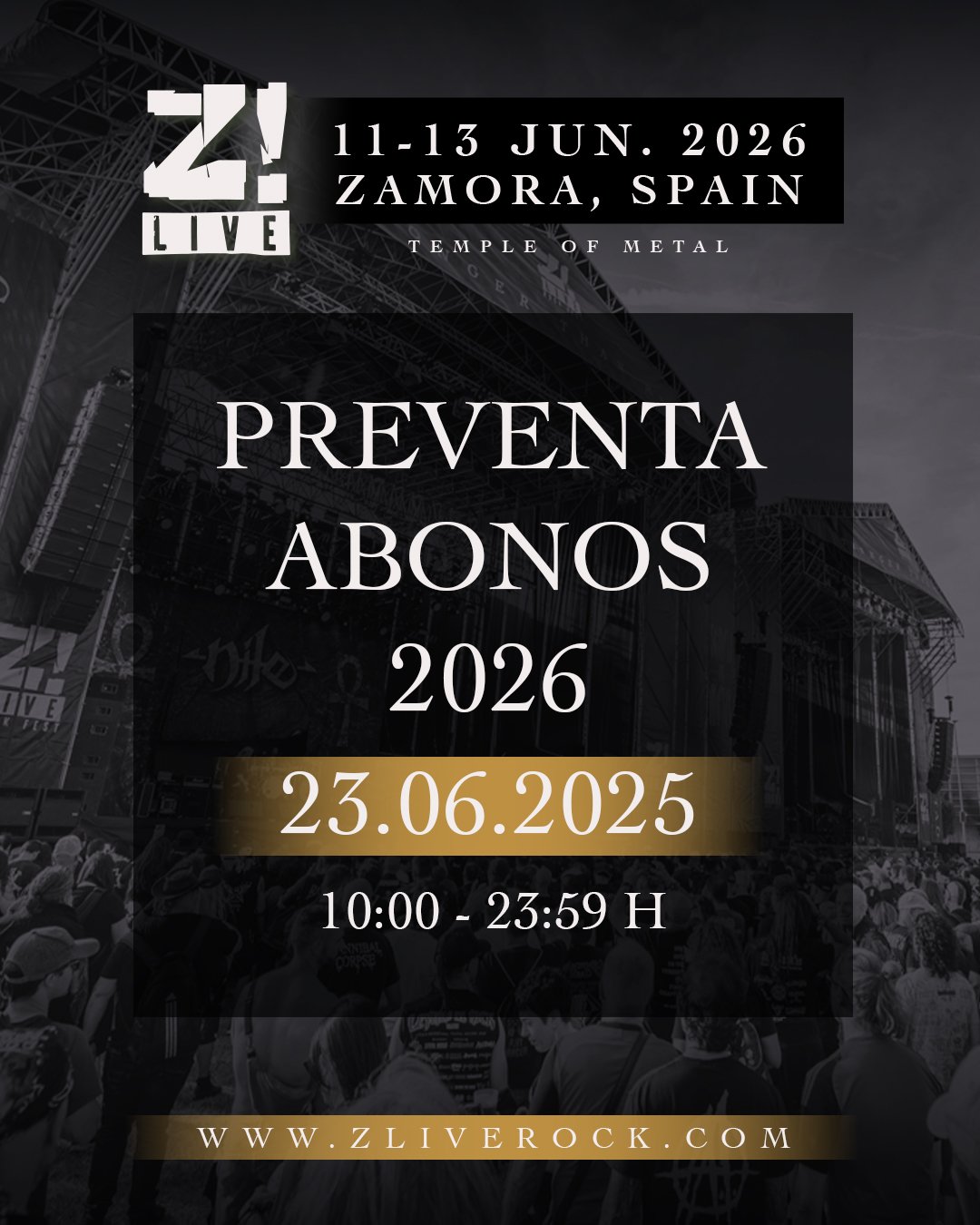 Z! Live 2026 ya tiene fechas: del 11 al 13 de junio vuelve el metal a Zamora