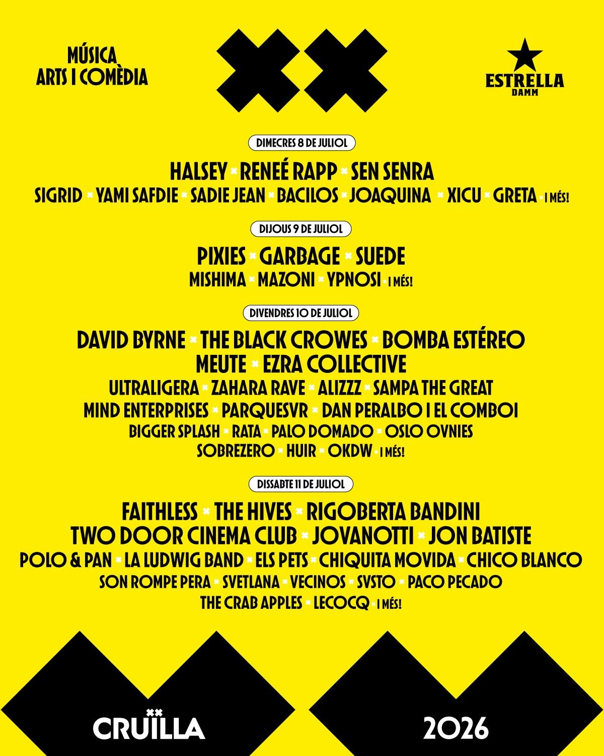 Cruïlla 2026 desvela su cartel por días