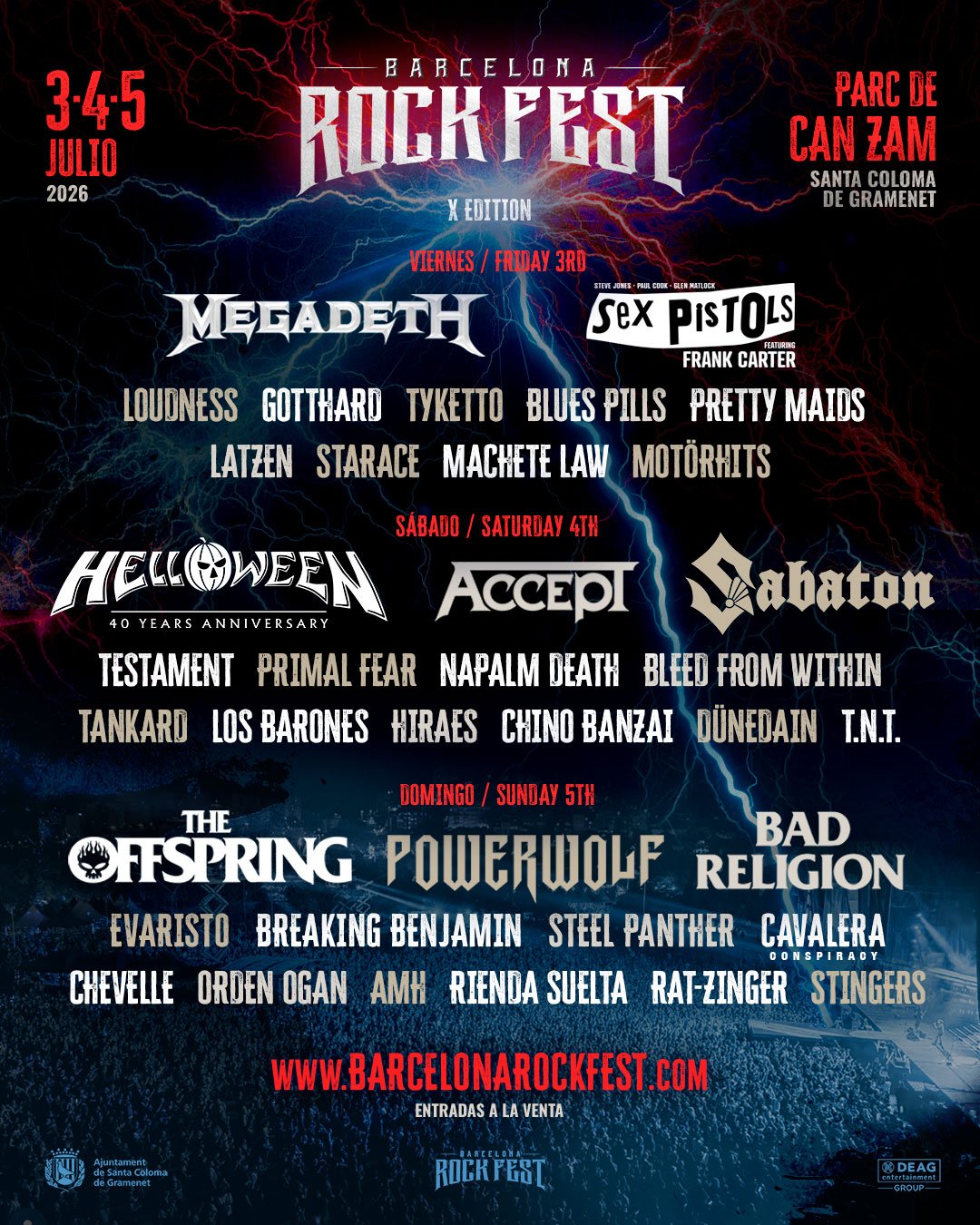 Barcelona Rock Fest desvela los horarios de su edición 2026