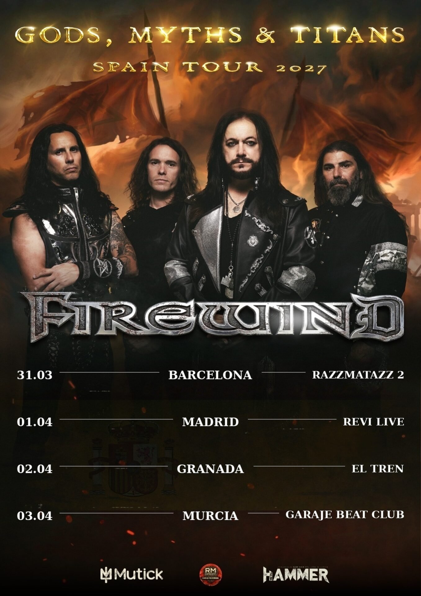 Firewind anuncia cuatro conciertos en España para marzo y abril de 2027